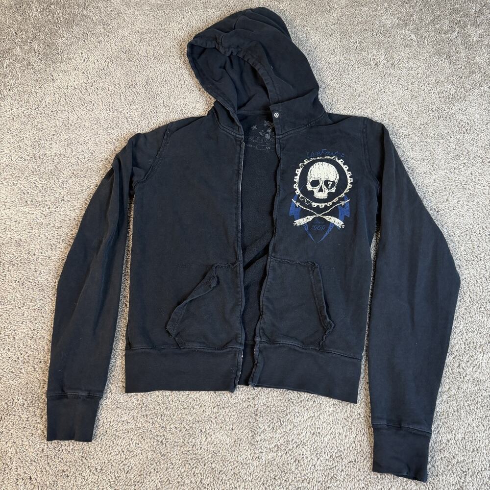Revolution Motors Hoodie Womens XS Black Full Zip Graphic Fleece Lightweight